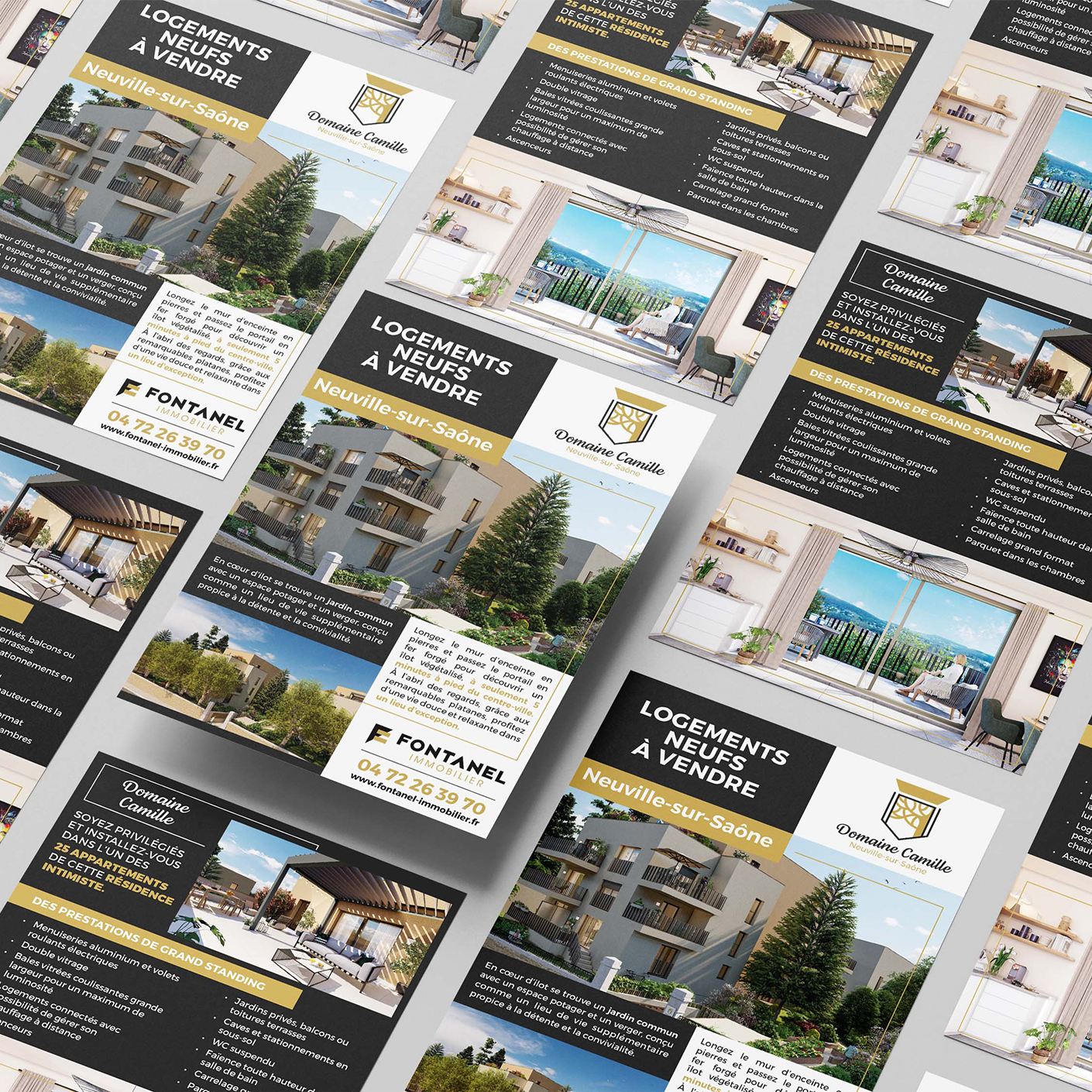 Domaine-Camille - différentes vues du flyer promotionnel