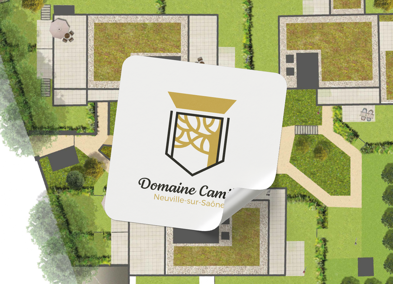 Domaine Camille - logo du projet sur perspective 3D